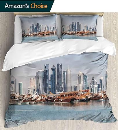 Amazon Com Shirlyhome Modern Print Comforter Quilt Set Qatar City