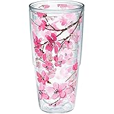 Tervis Sakura Japanese Cherry Blossom Made in USA Double Walled Insulated Tumbler Cup Keeps Drinks Cold & Hot, 24oz, Classic - Unlidded
