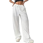 SHENHE Women's Wide Leg Pants Textured Baggy Pants Trousers Casual Lounge Y2k Pants