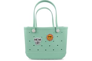 Jesslynne Beach Rubber Bag Tote Bag,Extra Large Waterproof Travel Women Handbag with Charms for Sports Beach Groceries Pool