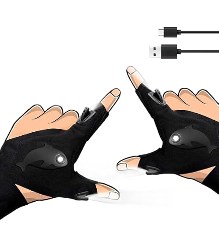 Gants Avec LED Mylivell - Lampe De Poche Intégrée Sur Pouce Et Index - Outil Mains Libres Pour Bricolage, Pêche