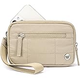 WESTBRONCO Wristlet Wallets for Women Nylon Quilted RFID Wallet with 3 Zipper Purse for Travel