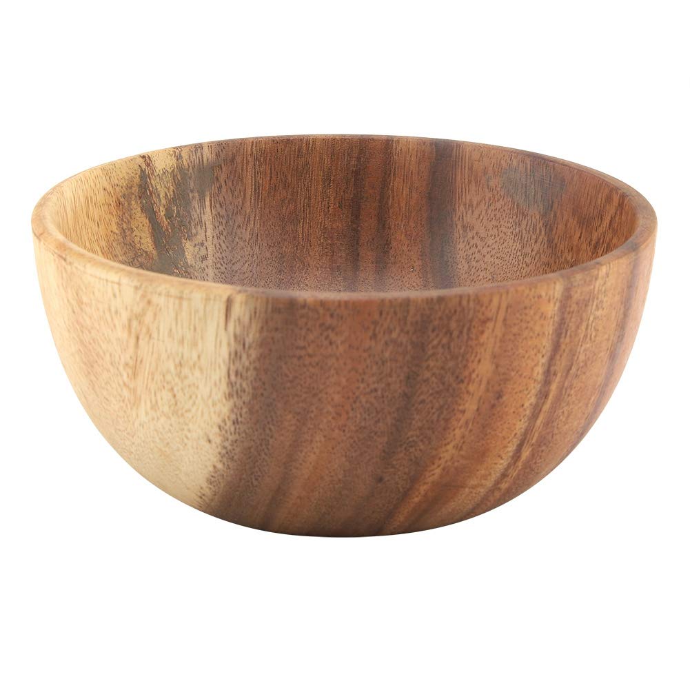 Nimoa Wooden Bowl Salad Bowls, Vegetables and Fruit Bowl, Solid Acacia for Soup Rice Hand Made Kitchen Utensils (16 * 7cm)