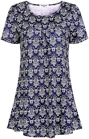 Bobolink Women's Tunic Tops Round Neck Pleated Vest Shirts Summer Blouse Shirts
