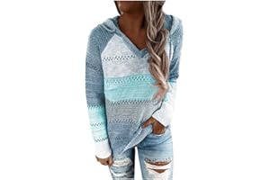 YAnGSale Top Casual Patchwork Sweater Women Fashion Hoodies Long Sleeves Shirt Hooded Blouse Knit Pullover