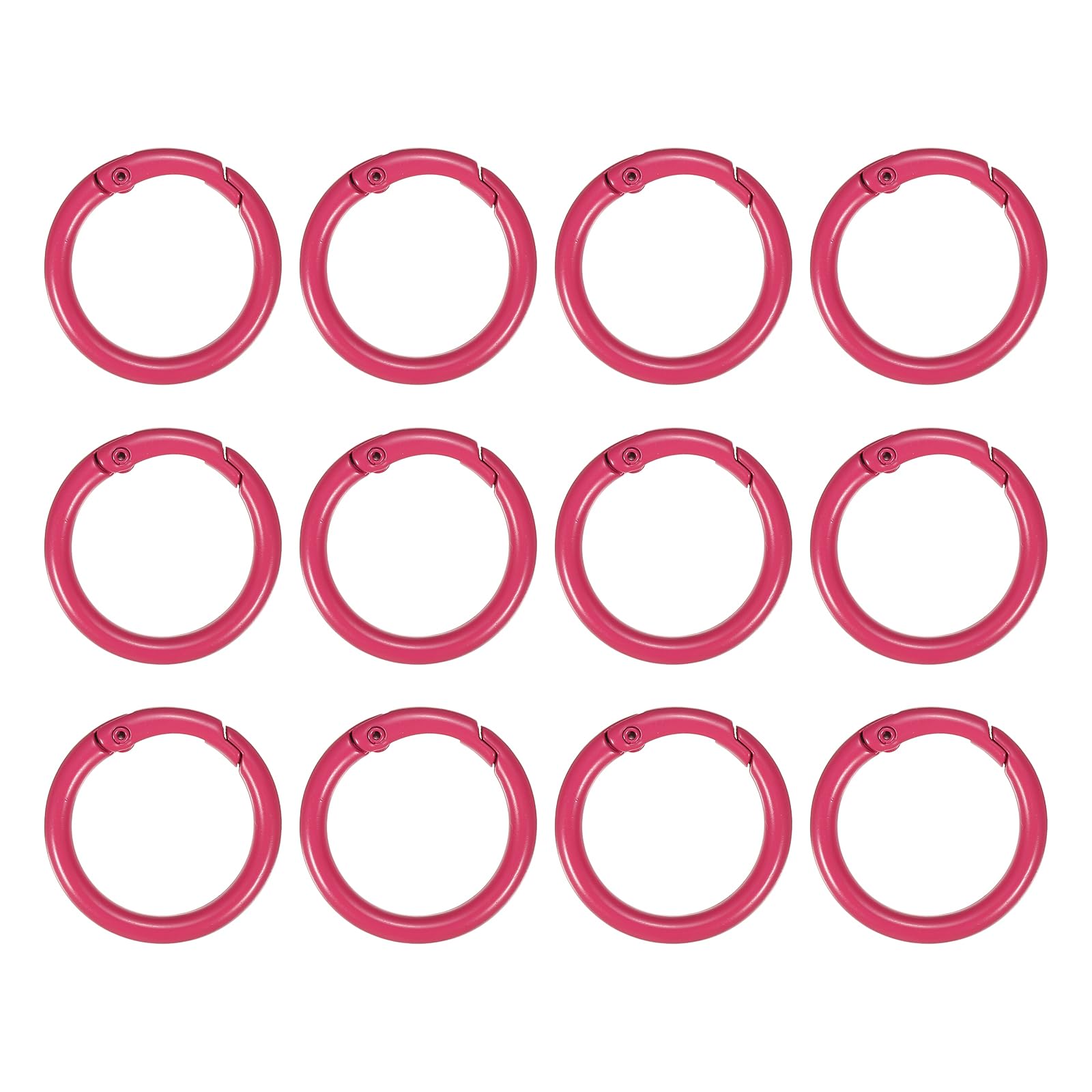 PATIKIL 34mm Metal Spring O Rings, 12 Pcs Snap Clip Round Trigger Keyrings Buckle Zinc Alloy Small Clamp Clasp for Purse Handbag, Brick Red