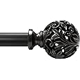 Oil Rubbed Bronze Curtain Rods 36 to 120 inches (3-10 ft), 1 Inch Diameter Adjustable Heavy Duty Curtain Rods with Decorative Openwork Carved finials for Home Decorative Curtain Rods