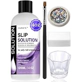 LOUINSTIC Polygel Slip Solution: Slip Solution for Polygel Nails | Anti-Stick Liquid for Nail Extension, Cleaning Brush &amp; Nail Surface, with Brush, Cup, Beginner-Friendly, DIY Nail Supplies