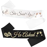 2 Pcs He Asked & She Said Yes In Black and White, Engagement Party Decor, Bridal Shower Decorations and She Said Yes Decorations for Proposal Bachelorette Wedding Party Bridal Shower Funny Gifts