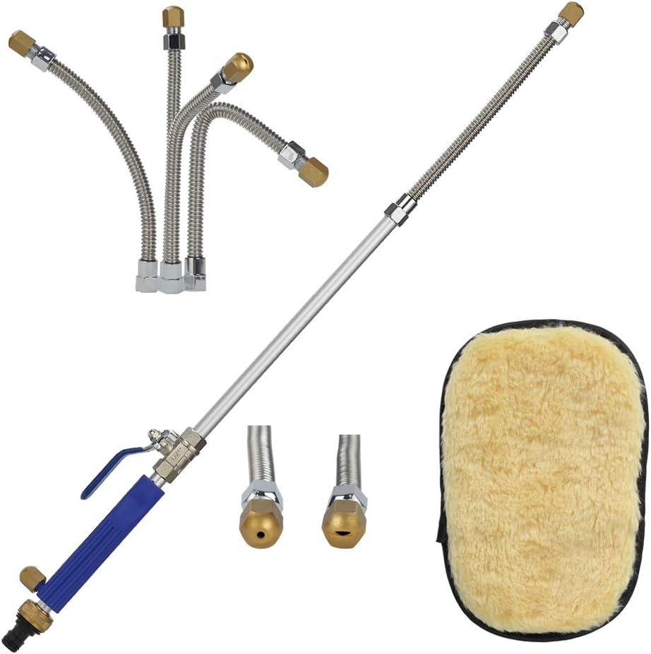 Extendable Hydro Jet Washer Wand - High Pressure Power Washer, Magic Power Water Hose Nozzle, Flexible Garden Watering Sprayer with Free Scrubbing Mitt for Car Wash and Window Washing