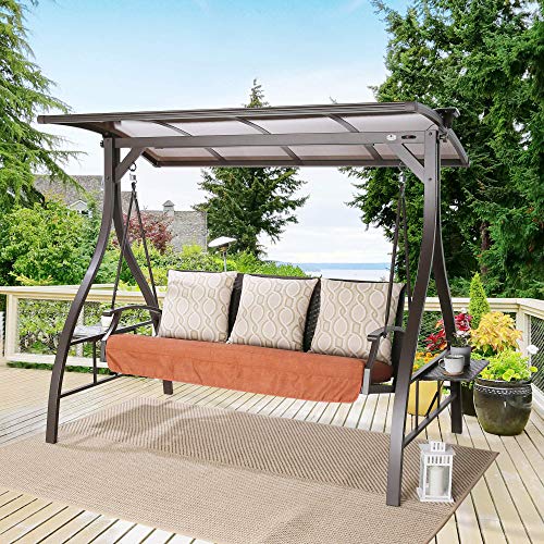 Peak Home Furnishings 3Seat Patio Hardtop Canopy Porch Swing Chair