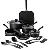 Tramontina Primaware 15-Piece Non Stick Pots and Pans Set, Storm | Aluminum Nonstick Cookware Kitchen Set with Cooking Utensils