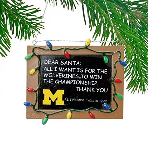 NCAA College Resin Chalkboard Sign Christmas Ornament Michigan Wolverines