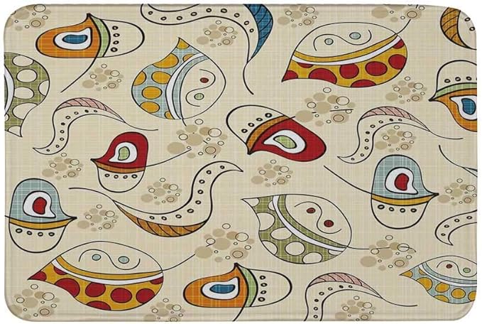 Kinhevao Moderne rutschfeste Fußmatte, trippige Blattfiguren mit