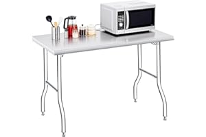 Heavy Duty 400 Lbs Capacity Folding Table, Stainless Steel Work Table No Assembly Required with Undershelf, 48x24 Inch Prep T