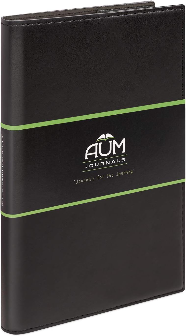 Aum Journals A6 Refillable Journal - Small Leather Pocket Journal Notebook - 164 RULED, Eco Friendly Pages Classics - Black
