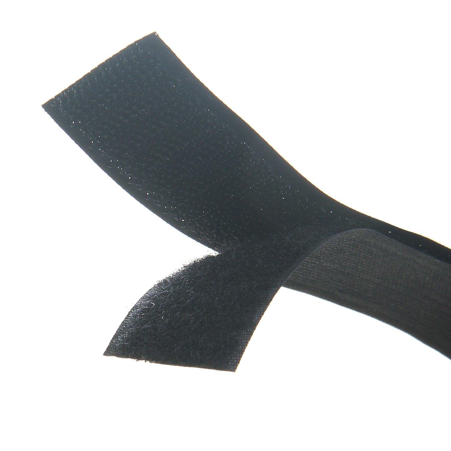Black Sew On Hook and Loop Tape Set with Non-Adhesive Back Nylon Fabric Fastener 3cm-1m