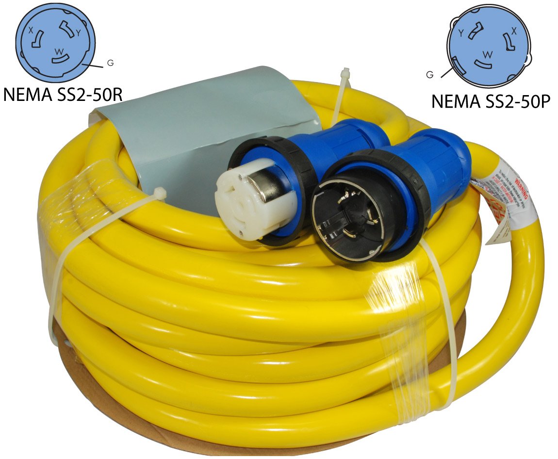 17541 Yellow 50Feet Conntek 50 Amp 125/250Volt Marine Shore Power