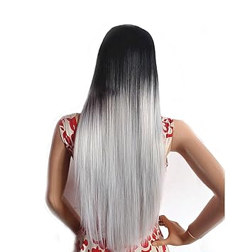 Kisspat Black Grey Ombre Fun Wig Fashion Gradual Colors Heat