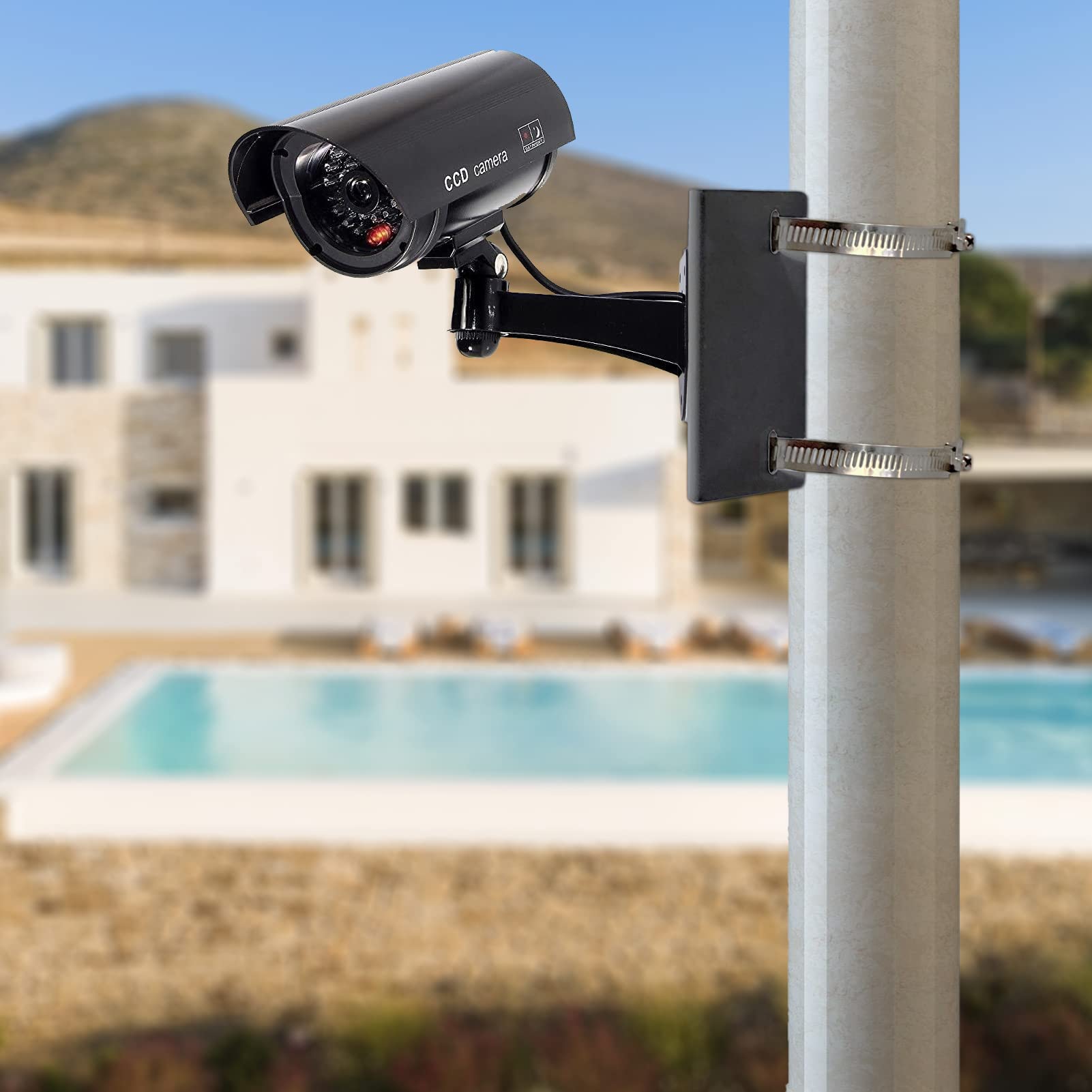 WiTi Universal Vertical Pole Mount for Security Camera, Solid Metal Mounting Corner Bracket with 2 Loops, Suitable for CCTV Cameras LED Wall/Stage Lights, Solar Panels
