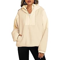 トップス KAJA HEAVY FLEECE PULL OVER SWEAT Panadila Womens Half Zip Pullover with Pockets Sherpa Hoodie