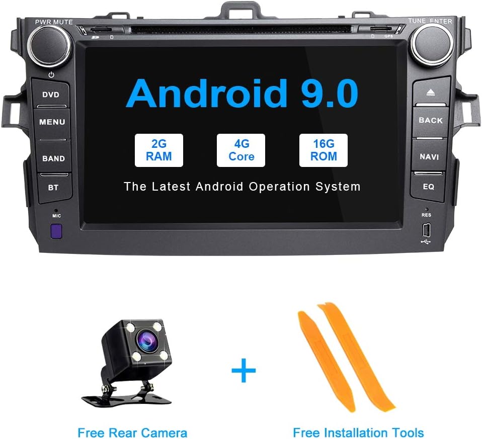ZLTOOPA Android 9.0 Car Radio for Toyota Corolla 2007-2011 Car Stereo Head Unit GPS with Full RCA Output Wifi OBD Steering Wheel Control
