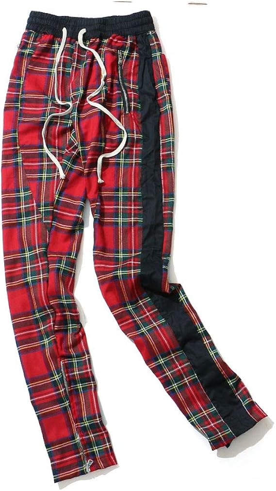 red plaid track pants mens