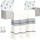 Self Adhesive Hand Towel Holder/Towel Ring,Stainless Steel Hand Towel Bar Rustproof Stick on Wall-Towel Rack for Bathroom/Kitchen (1, Brushed Nickel, 9 Inch)