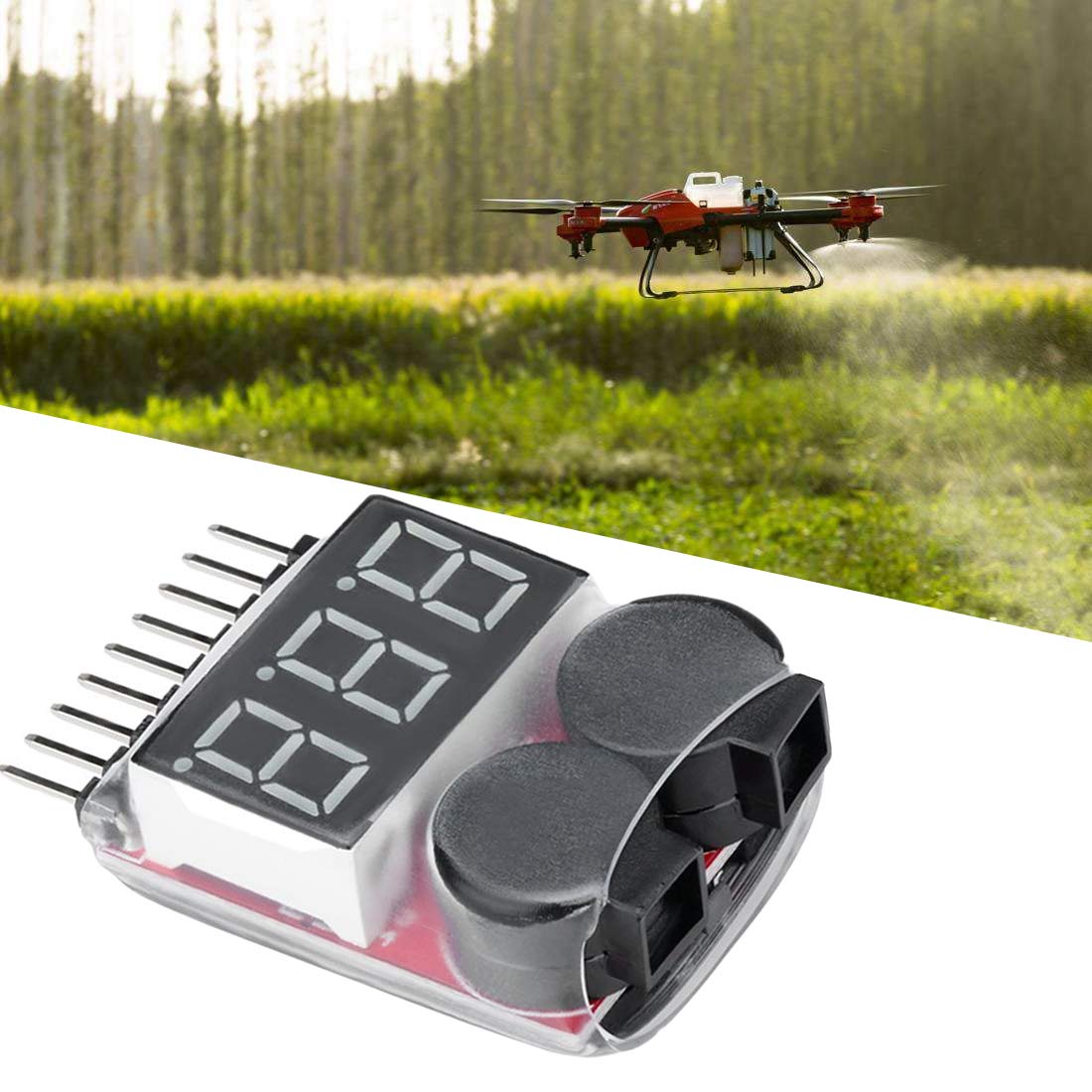 NoyoKere 2pcs 1-8S Lipo Bateria Battery Tester Monitor,Voltaje con indicador LED Alarma del Monitor