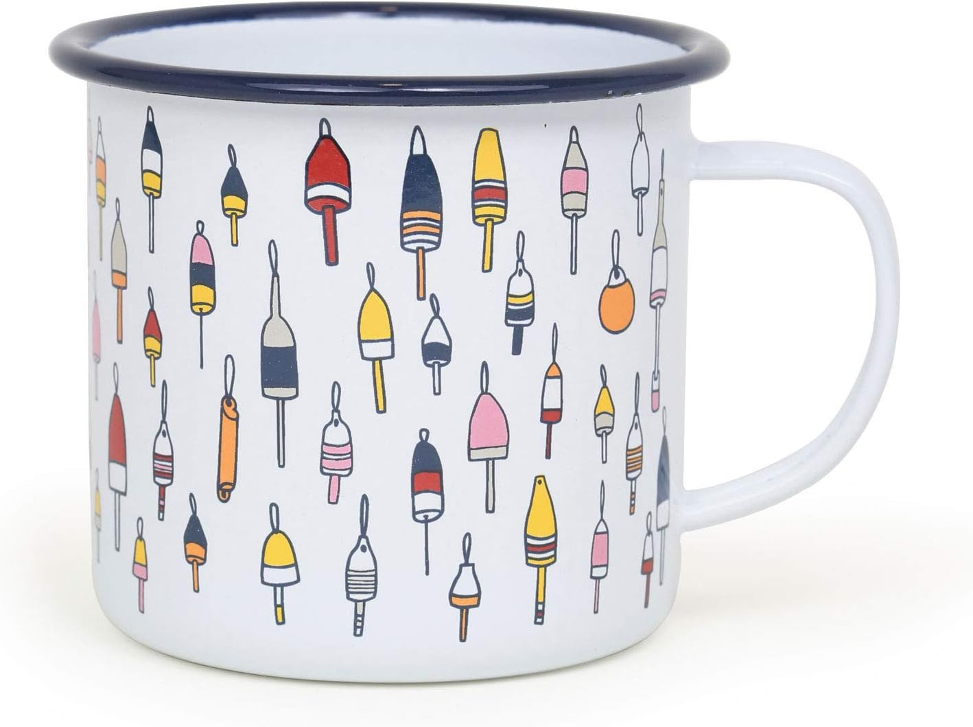 Crow Canyon Home Enamelware 16 oz. Coffee Mug, Fishs Eddy, Buoys