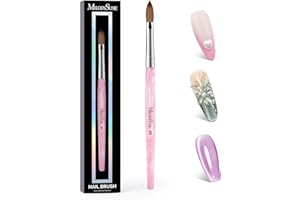 MelodySusie Kolinsky Acrylic Nail Brush,66% Kolinsky Hair Professional Nail Art Brush for Acrylic Application, Aurora Collection Fine Glitter Brush, Size 8