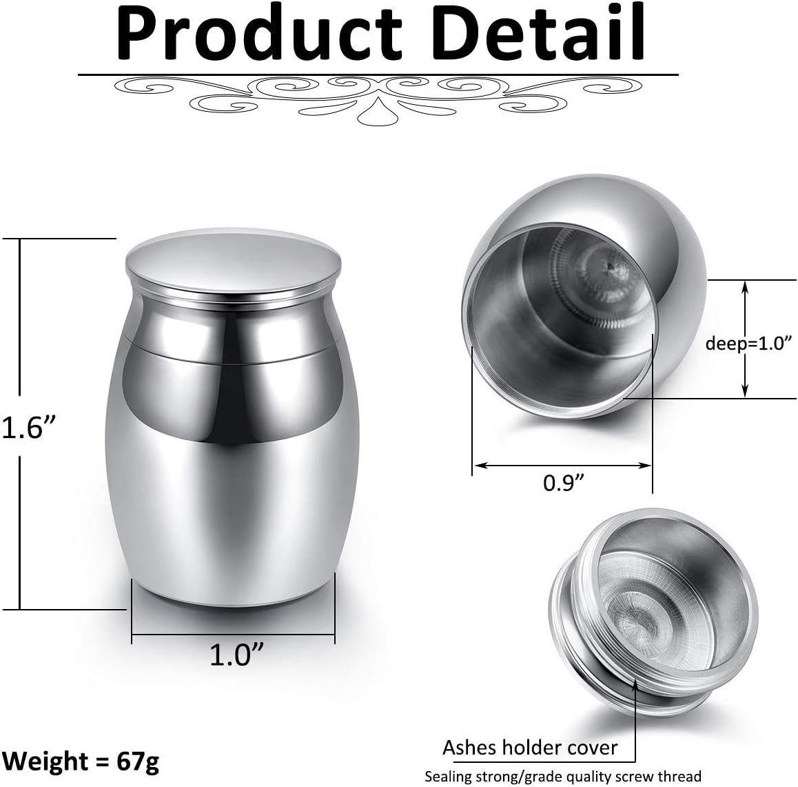 Jovivi Small Urns for Ashes Mum Pet,Silver Mini Memorial Cremation Urns Keepsake for Ashes