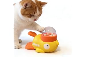 Fuzzibud Duckie Cat Feeder - Fuzzibud Ducky Cat Ttreat Dispenser, Interactive Yellow Duckie Cats Treat Toy, Reward Play, Less