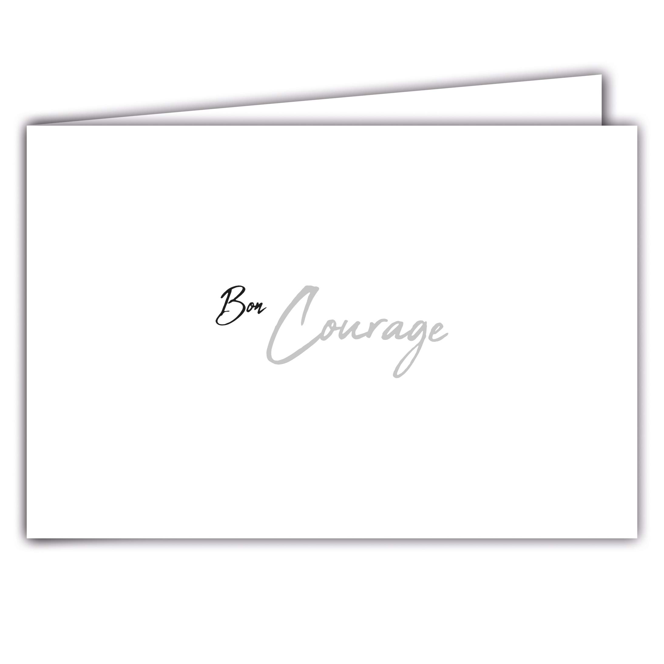 Afie 64-1066 Bon Courage Card Glossy Silver on White Background Comes with White Envelope Closed Card Format 17 x 11.5 cm