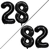 GOER Number 28 Balloons for 28th Birthday Party Decorations,42 Inch Jumbo Foil Helium 82 Balloons for 82nd Birthday Party Decoration (Black)