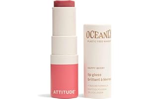 ATTITUDE Oceanly Sheer Lip Gloss Stick, Made in Canada, EWG Verified, Titanium Dioxide-Free, Vegan Makeup & Beauty, Plastic-F
