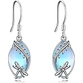 VIJASHOP Dragonfly Earrings 925 Sterling Silver Moonstone Dragonfly Dangle Hook Earrings Jewelry Gift for Women
