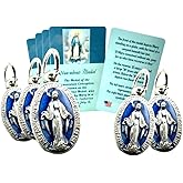 Westmon Works Miraculous Medal Set Mini Mary Italian Metal Medallion Bundle with Laminated Saint Prayer Holy Cards, Set of 5