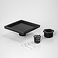 Bernkot Square Shower Drain 8", Matte Black Floor Drain with Tiled Insert Grate & Hair Strainer, 304 Stainless Steel Bathroom 2-in-1 Tiled in Drain, CUPC Certified (Matte Black, 8'')