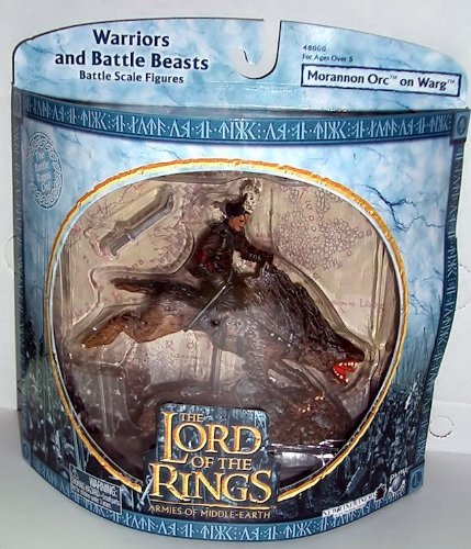 2004 - New Line / Play Along - Lord of the Rings : Armies of Middle Earth - Morannon Orc on Warg - Warriors & Battle Beasts - Battle Scale Figures - Out of Production - Limited Edition - Collectible