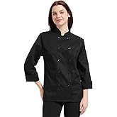 KITCHIEF Chef Jacket Women Black Chef Coat Long Sleeve Chef Clothes Women Chef Uniform for Kitchen,Restaurant,Hotel Uniform
