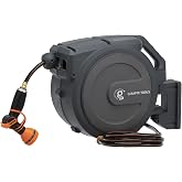 Giraffe Tools Retractable Garden Hose Reel 1/2"78FT Wall Mount Auto Rewind | Any Length Lock,Auto Rewind System,180&deg; Swivel Bracket,Heavy Duty Hybrid Hose,Easy to Assemble,7 Spray Patterns
