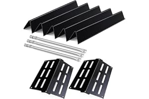 Dictirdy Grill Parts 7620 Flavorizer Bars for Weber Genesis E310 E320 E330 S310 S320 S330 EP310 EP330 with Porcelain-Enameled 62756 Heat Deflector 3pcs 62752 Burner Tubes for Weber Genesis 300 Series