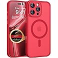 CANSHN Magnetic & Camera Control Compatible with iPhone 16 Pro Max Case, [Full Camera Protection] [Compatible with Magsafe] [Translucent Matte] Shockproof Protective Phone Cover 6.9 Inch - Red