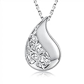 925 Sterling Silver Tree of Life Teardrop Urn Necklace for Ashes Family Tree Keepsake Cremation Pendant Memorial Jewelry for Women