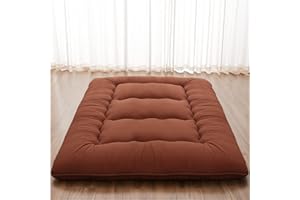 XICIKIN Japanese Floor Mattress, Japanese Futon Mattress Foldable Mattress, Roll Up Mattress Tatami Mat with Washable Cover, Easy to Store and Portable for Camping, Black, Twin Full Queen