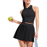 AFZ Women Pleated Tennis Skirt Set Two Piece Racerback Golf Outfits Pickleball Dresses with Shorts