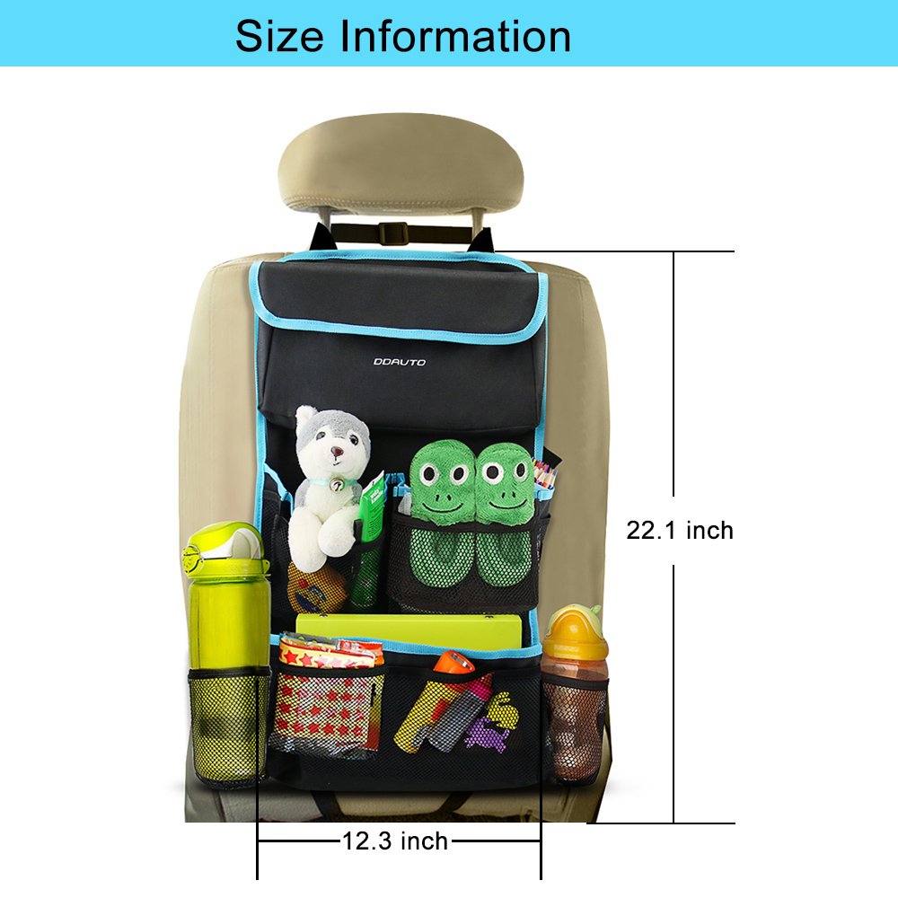Car Backseat Organizer Storage Bag with Sun Visor Organizer Baby Travel Essentials Holder Kids Toys Accessories