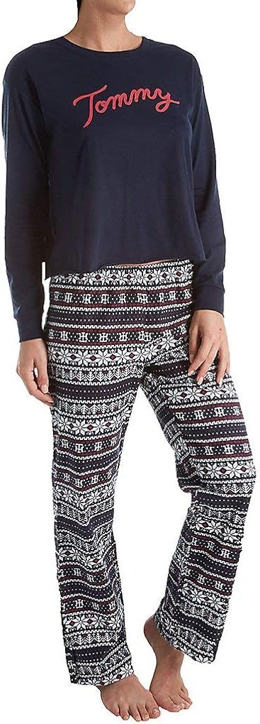 Tommy Hilfiger Women's Top and Flannel Pant Bottom Pajama Set Pj at Amazon Womenâs Clothing store