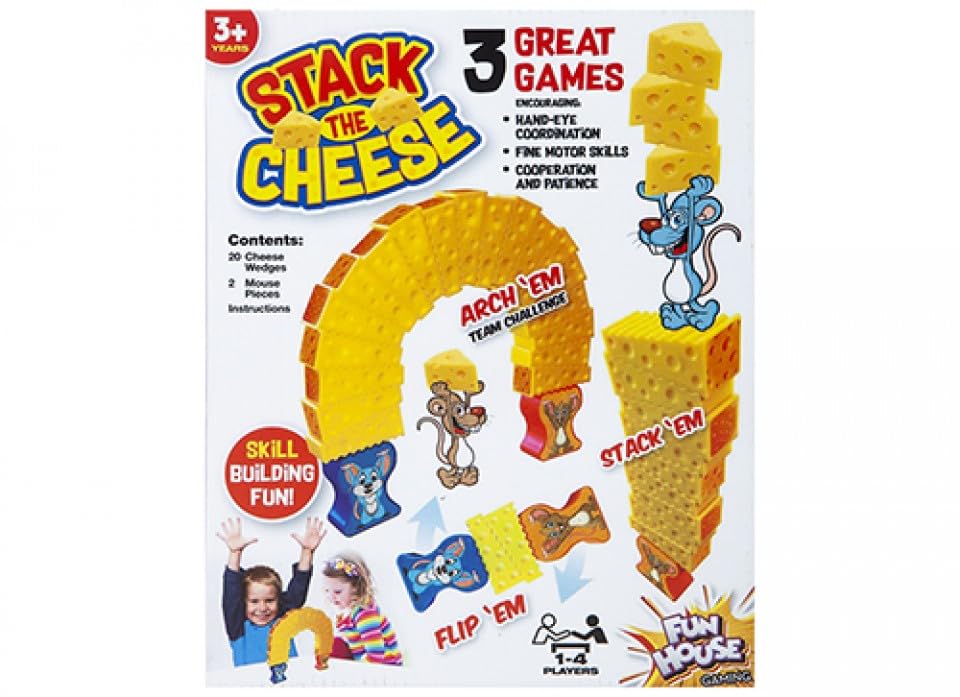 Mouse Stacking Cheese Game - Exciting 1-4 Player Family Fun, Build Skills & Compete in this Colourful, Interactive 3D Puzzle Challenge - Perfect for Kids and Adults